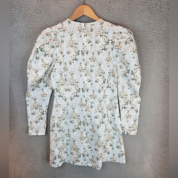 Daniel Bernstein Mini Dress Womens Sz M Floral Dramatic Shoulders Rhinestone - Picture 9 of 13